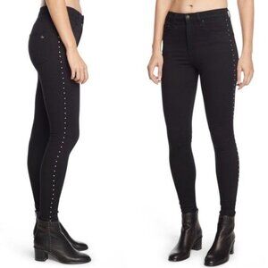 Rag & Bone Studded high-rise skinny jean w/ vintage inspired yoke & pocketing 25
